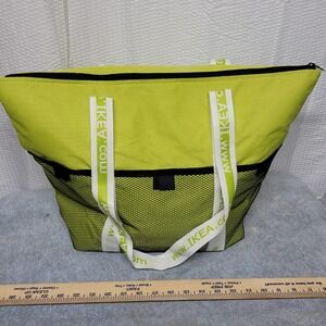 IKEA Lime‎ Green Insulated Cooler Tote Bag Mesh Pocket Zip 901.486.05.0000